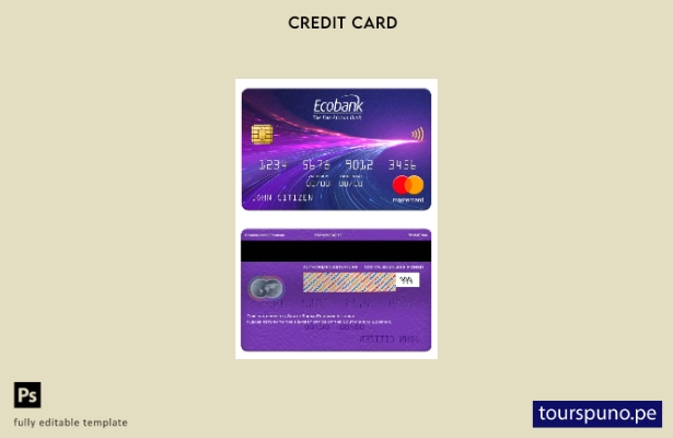 lista para imprimir la plantilla mastercard de Ecobank de Sudán del Sur